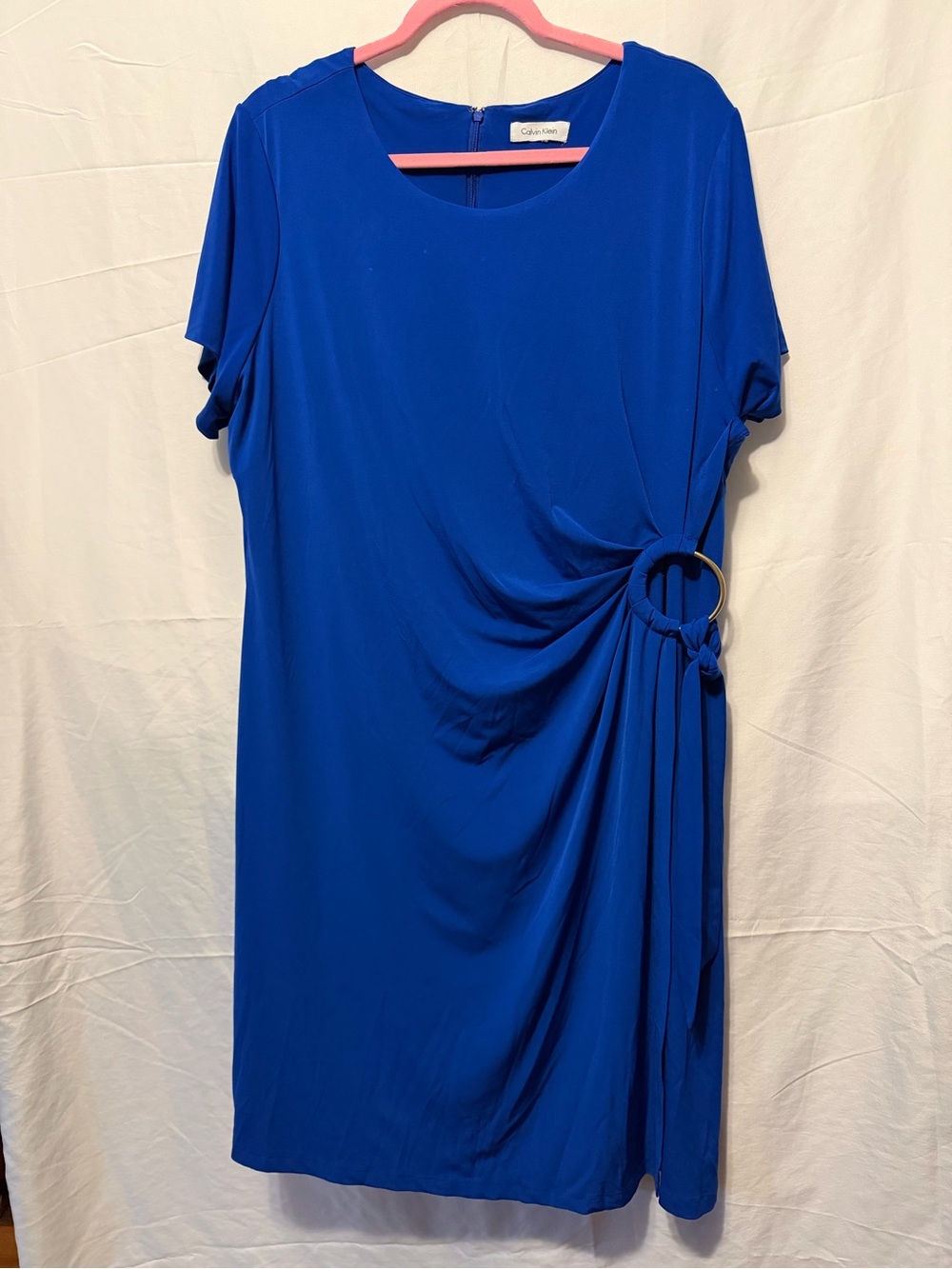 Calvin Klein Royal Blue Side-Ring Midi Dress